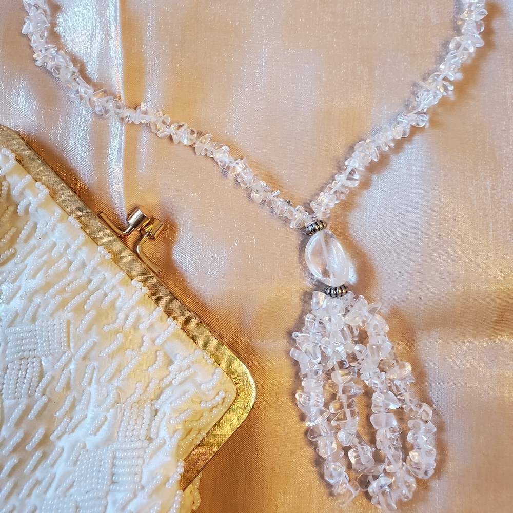 Crystal quartz hand made drop necklace - Picture 2 of 11